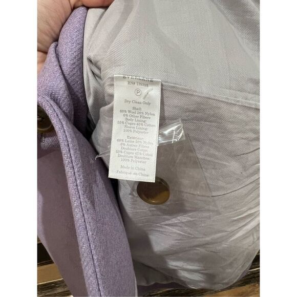 Everlane NWOT Wool Cocoon Coat Lavender Oversize Fit Sz 12 - Picture 6 of 8